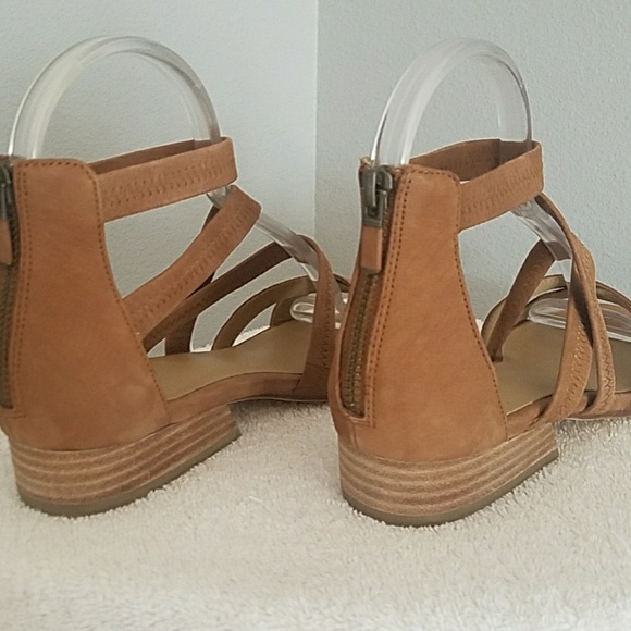 Eileen Fisher Eva Camel Leather Dress Sandals - Picture 4 of 7
